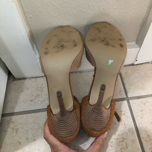 Steve Madden Tan Stepout Peep Toe Heels Size 8.5 - Picture 9 of 11
